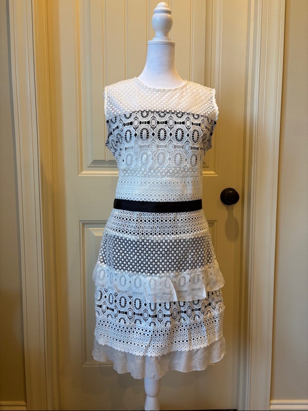 Chelsea & Violet Crème Colored Dress with Black Lining